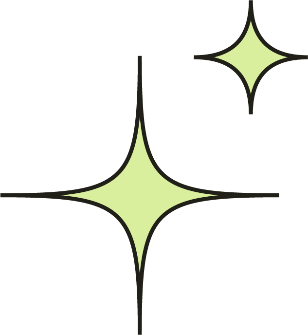 two large lime green stars